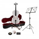 Student 1/2-storlek Cello med Fodral + Nyb&ouml;rjarpaket, Vit