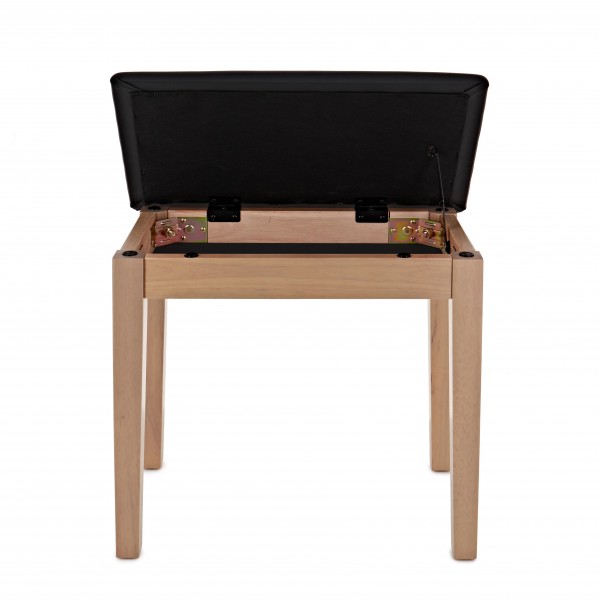 Piano Stool with Storage by Gear4music, Light Oak