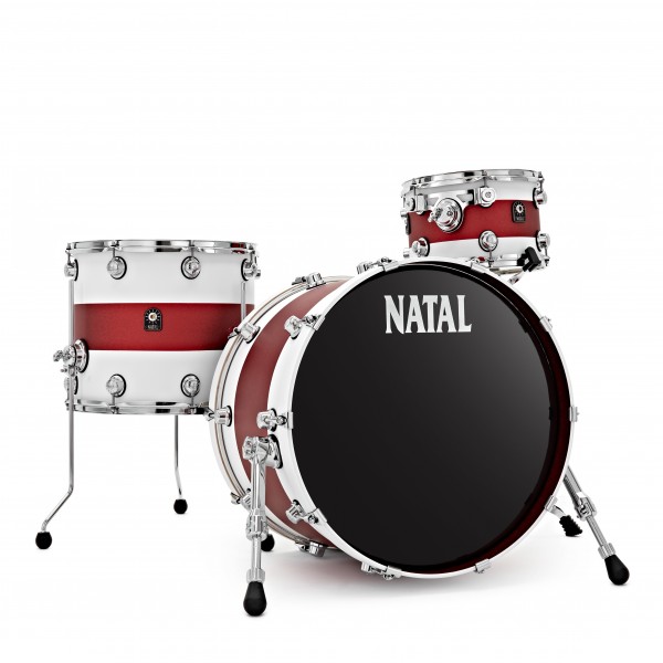 Natal Cafe Race Extreme 22'' 3pc Shell Pack, Matte White w/Red Stripe