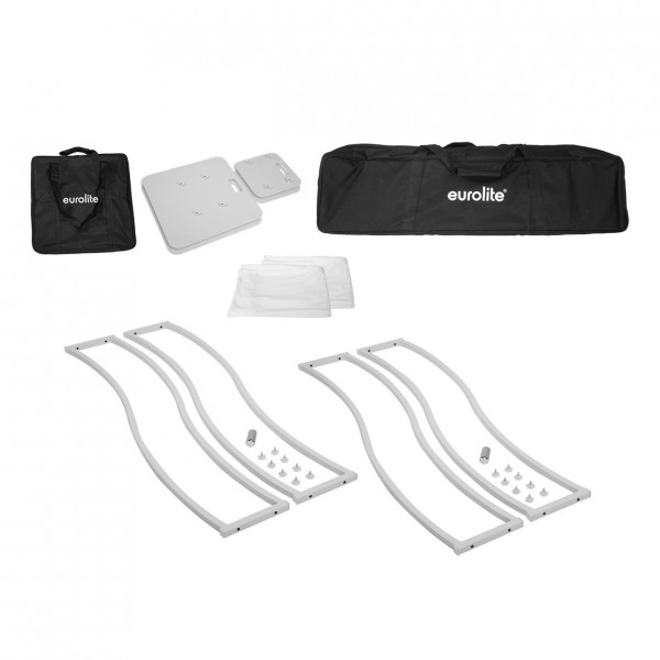 Eurolite 150cm Curved Stage Stands with Cover and Bag, White - Full Contents