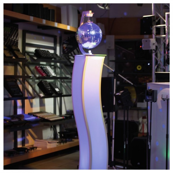 Eurolite 150cm Curved Stage Stands with Cover and Bag, White - In Use