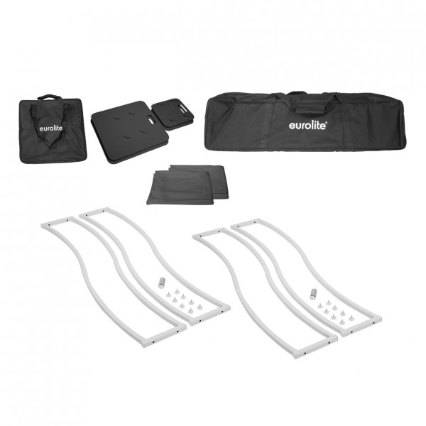 Eurolite 150cm Curved Stage Stands with Cover and Bag, Black - Full Contents