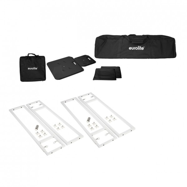 Eurolite Adjustable Stage Stands with Cover and Bag, Black - Full Contents