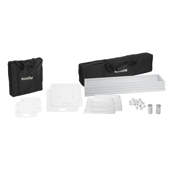 Eurolite 150cm Stage Stands with Cover and Bag, White - Full Contents