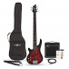 Chicago 5 String Left Handed Trans Red Bass + 15W Amp by Gear4music