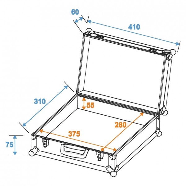 Roadinger Flightcase for 7 Microphones - Case Dimensions