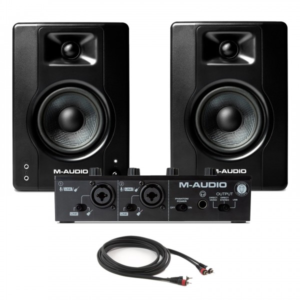 M-Audio M-Track Duo USB Interface with M-Audio BX4 Studio Monitors - Full Bundle