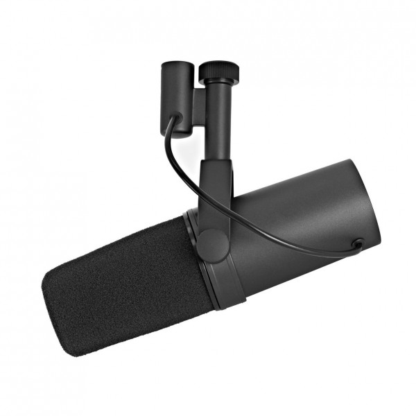 Shure SM7B Microphone with Heavy Duty Studio Arm and Cable - Microphone Right Side