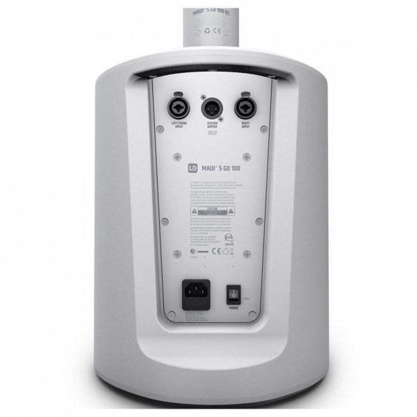 LD Systems MAUI 5 GO 100 Battery Powered Column System, White- Back
