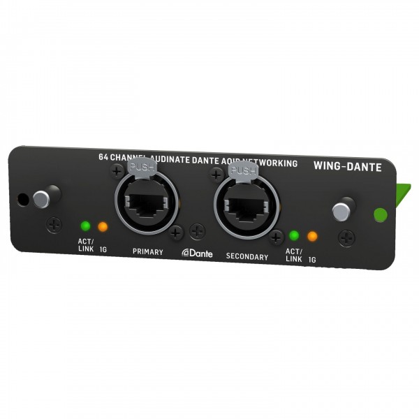 Behringer WING 64x64-Channel Audinate Dante Expansion Card- Angled