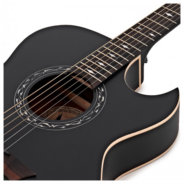 Dean Exhibition Thin Body Electro Acoustic Guitar, Black Satin
