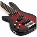 Chicago 5 String Left Handed Bass Guitar by Gear4music, Trans Red