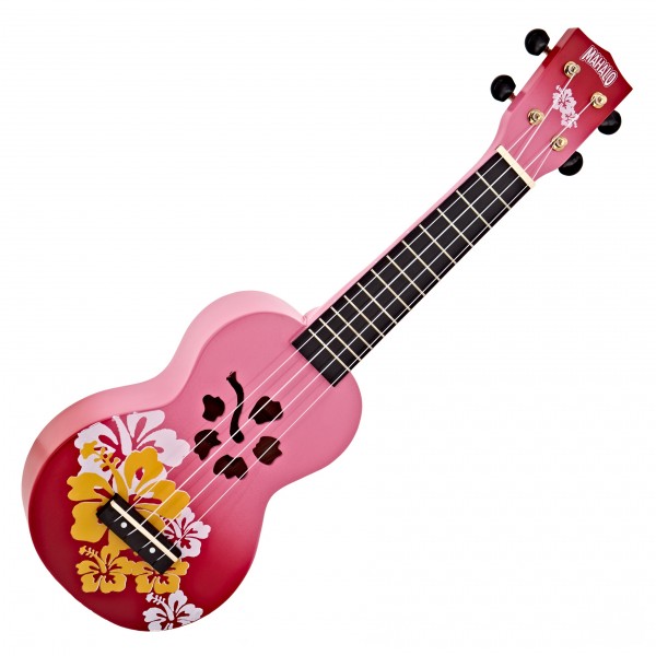 Mahalo Designer Ukulele, Hibiscus Red