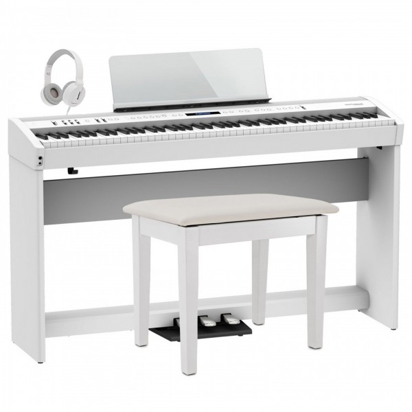 Roland FP-60X Home Piano Bundle, White