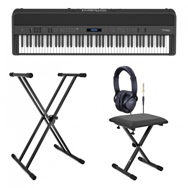 Roland FP-90X Digital Piano with Stand, Stool and Headphones, Black