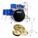 DDrum D2 22'' 7pc Drum Kit w/Paiste Cymbals, Cobalt Blue Sparkle