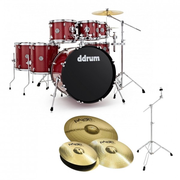 DDrum D2 22'' 7pc Drum Kit w/Paiste Cymbals, Red Sparkle