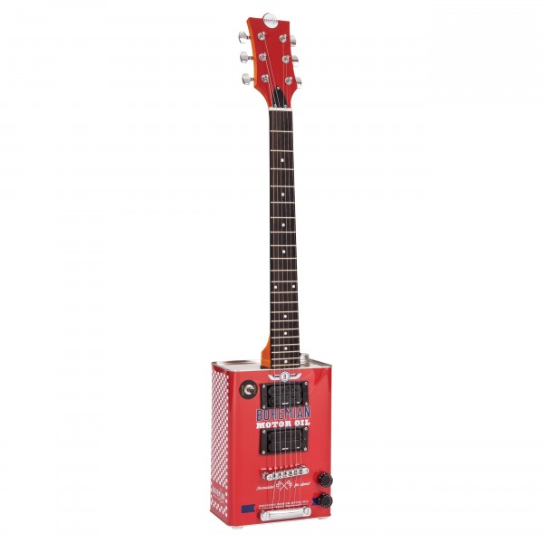 DISC Bohemian Oil Can Guitar 2HB, Motor Oil at Gear4music