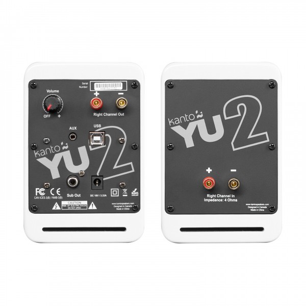 YU2 Speakers, Matte White - Rear