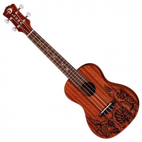 Luna Lizard Mahogany Concert Ukulele LH w/ Gigbag - Front View