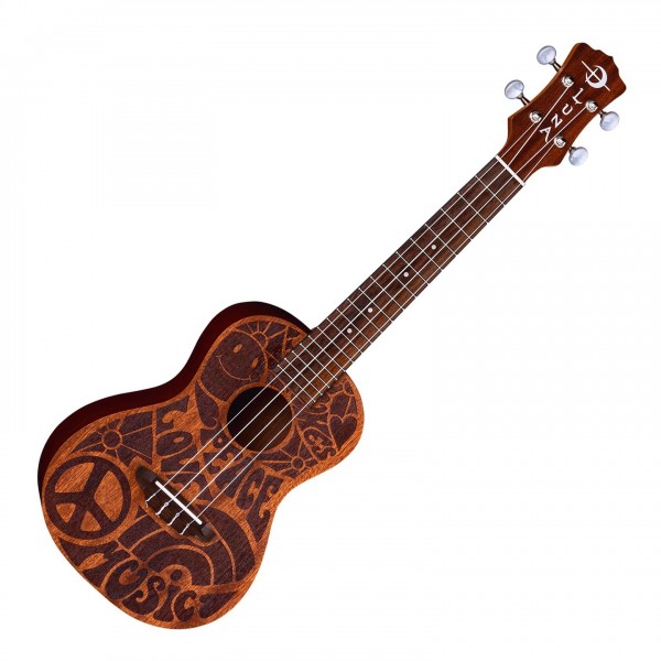 Luna Love Music Peace Concert Ukulele w/ Gigbag - Front View