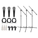 SubZero SZM-11S Dynamic Vocal Microphone with Switch, 3 Boom Stand Pack