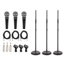 SubZero SZM-11S Dynamic Vocal Microphone with Switch, 3 Straight Stand Pack