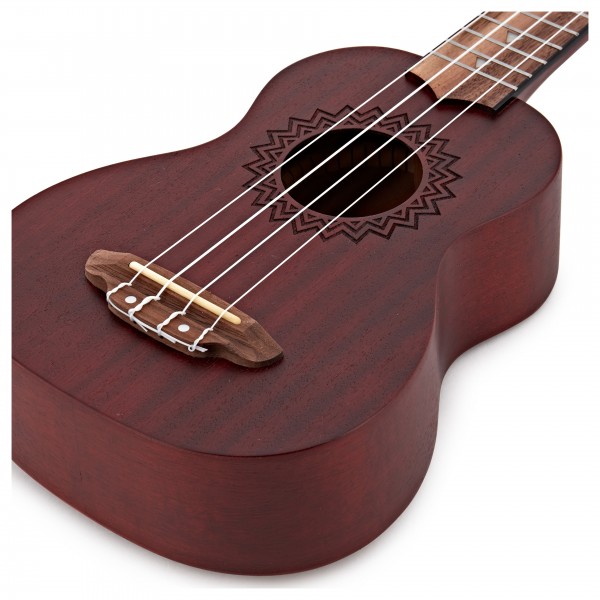 Luna Soprano Ukulele, Red Satin Vintage Mahogany