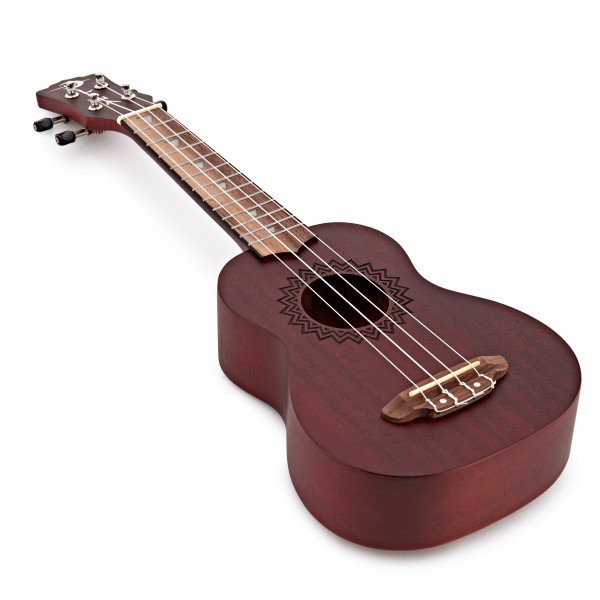 Luna Soprano Ukulele, Red Satin Vintage Mahogany
