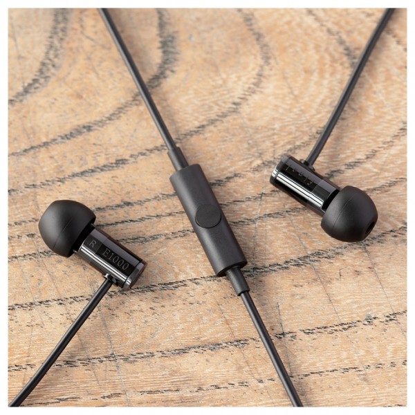 E1000C Earphones with Built-In Control, Black - Lifestyle