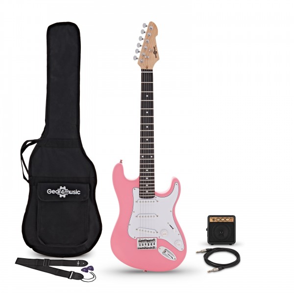 3/4 LA Electric Guitar Pink, Mini Guitar Amp Pack