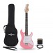 Gitara elektryczna 3/4 LA różowa, zestaw mini wzmacniaczy gitarowych