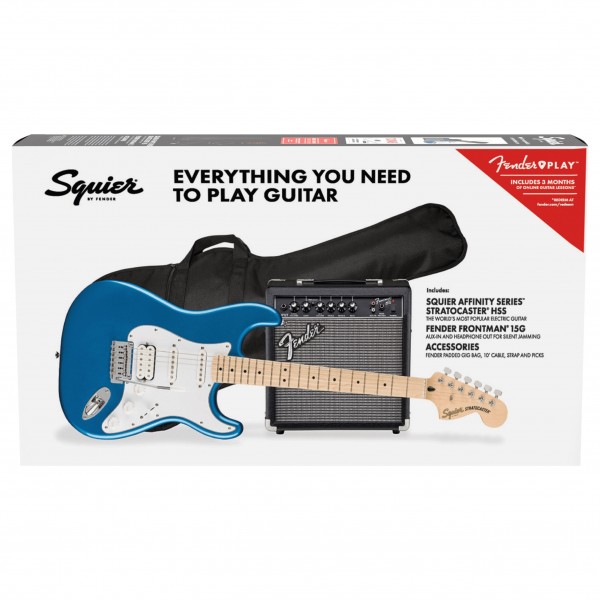 Squier Affinity Stratocaster HSS Pack MN, Lake Placid Blue box