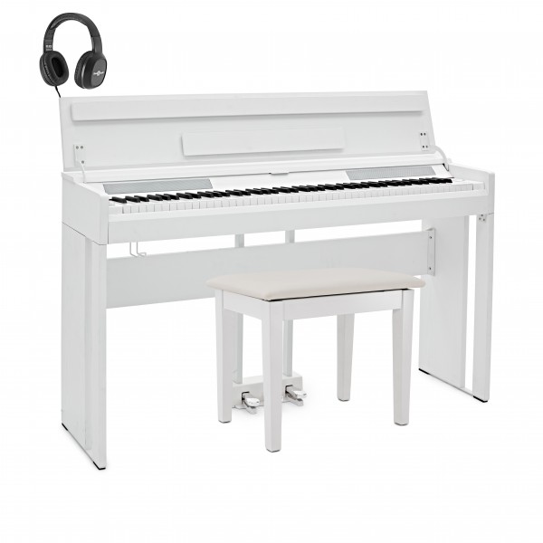 DP-12 Compact Digital Piano by Gear4music + Stool Pack, White