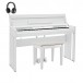 DP-12 Kompaktes Digitalpiano von Gear4music, weiß, im Paket mit Klavierbank