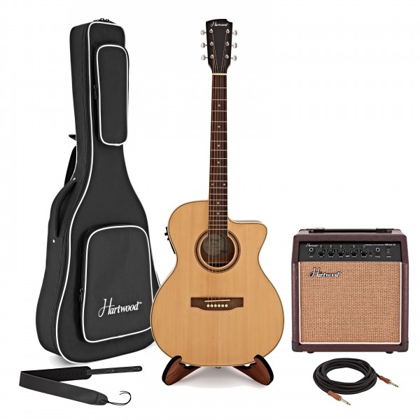 DISC Hartwood Cutaway Electro Acoustic Guitar Amp Pack at Gear4music