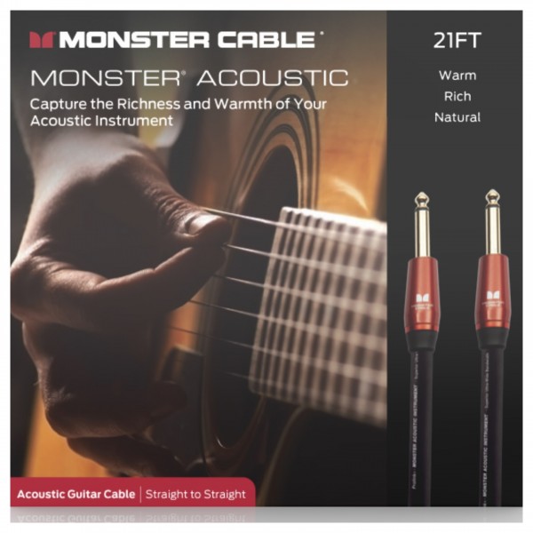 Monster Prolink Acoustic 21ft Straight Instrument Cable - Front View