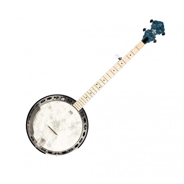 Ortega Falcon Series 5-String Banjo, Transparent Blue - Front View