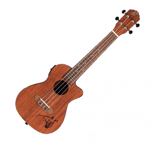 Ortega Bonfire Series Electro Concert Ukulele, Natural - Front View