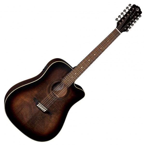 Luna Art Vintage 12-String Electro Acoustic, Distressed Brownburst