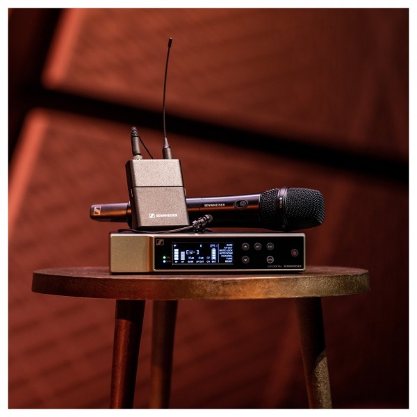 Sennheiser EW-D Dual Wireless System with ME2 and 835-S, S1-7 Band - System on Table