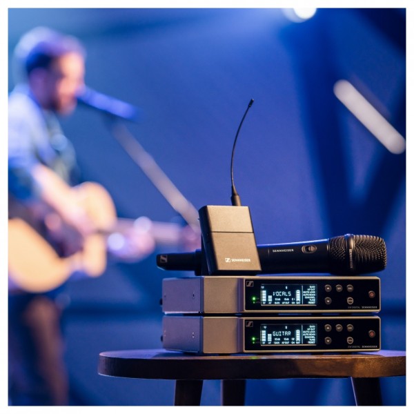 Sennheiser EW-D Dual Wireless System with ME2 and 835-S, S1-7 Band - System in Front of Performer