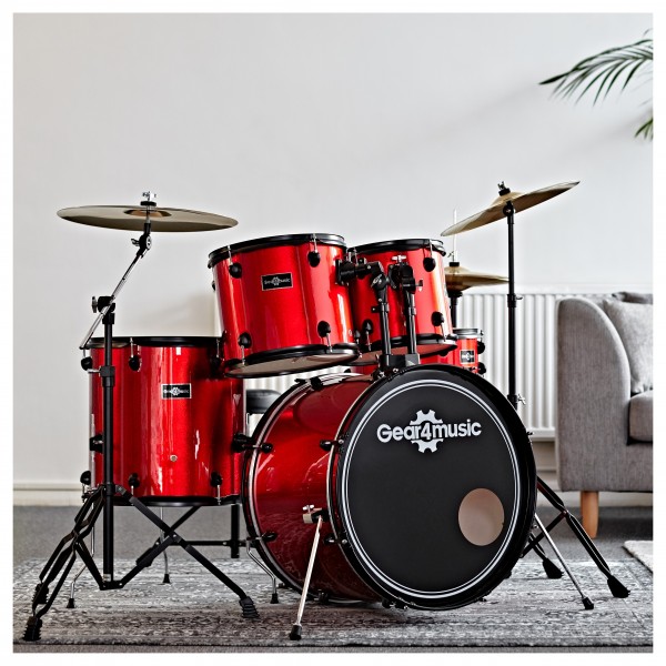 BDK-1plus Full Size Starter Drum Kit by Gear4music, Red