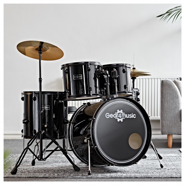 BDK-1 Full Size Starter Drum Kit + Practice Pack, Black