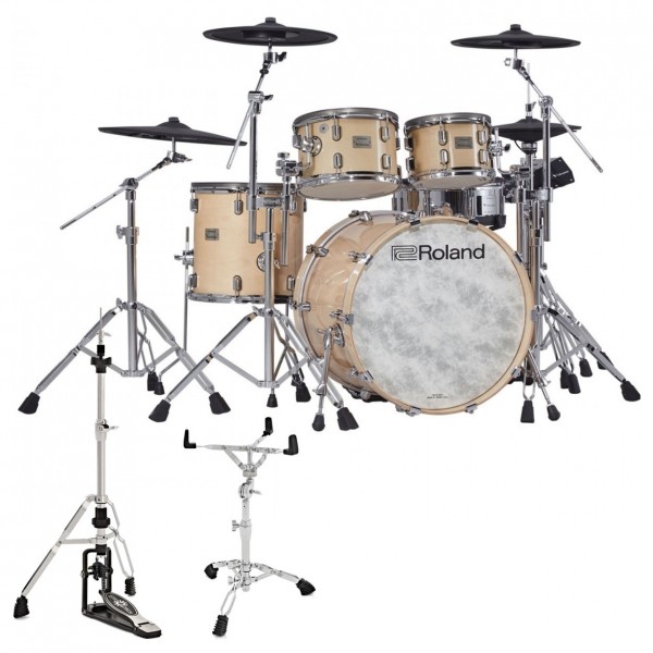 Roland VAD-706 Electronic Drum Kit, Gloss Natural with Hardware Pack