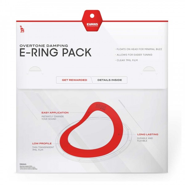 Evans 1 Inch E-Ring 10 Pack, 10 Inch