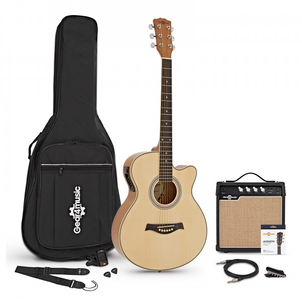 Single Cutaway Electro Acoustic Guitar + 15W Amp Pack