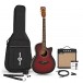 Roundback Elektroakustisk Guitar + 15 W Forstærkerpakke, Red Burst