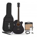 Single Cutaway Semiakustinen Kitara + 15W Vahvistin, Musta, Pakettitarjous