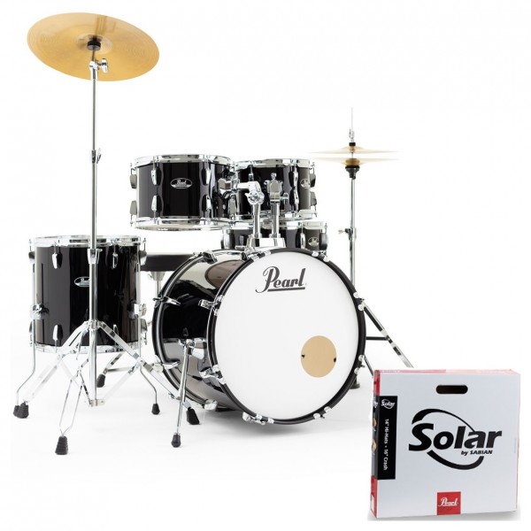Pearl Roadshow 5pc Fusion Drum Kit w/Sabian Cymbals, Jet Black